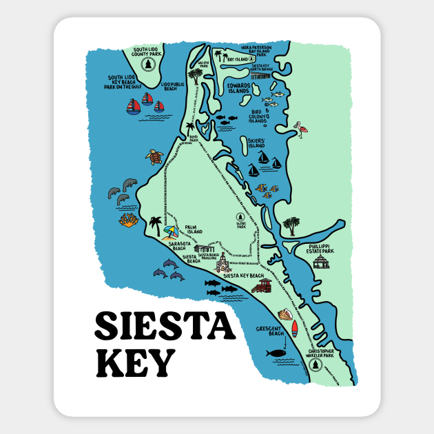 Siesta Key Florida Map Art Sticker by fiberandgloss